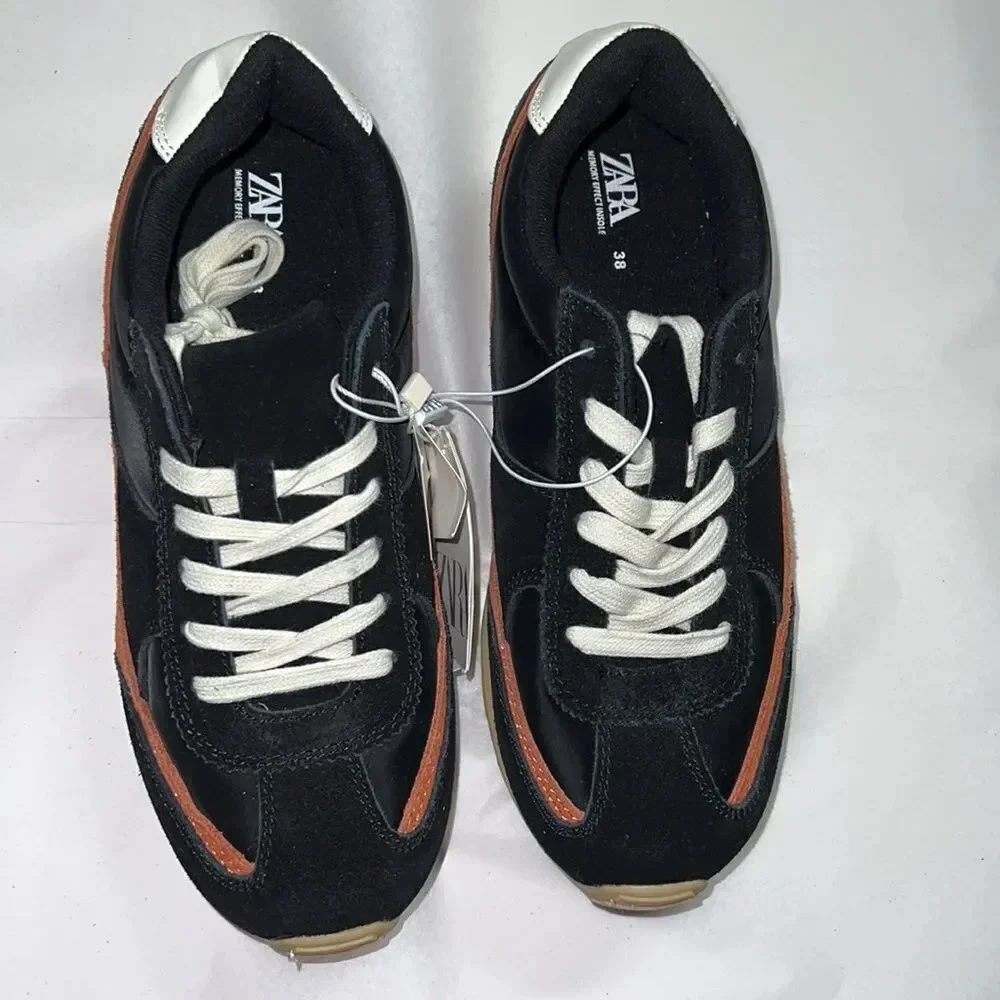 ZARA Kids | Black | RETRO LEATHER SNEAKERS